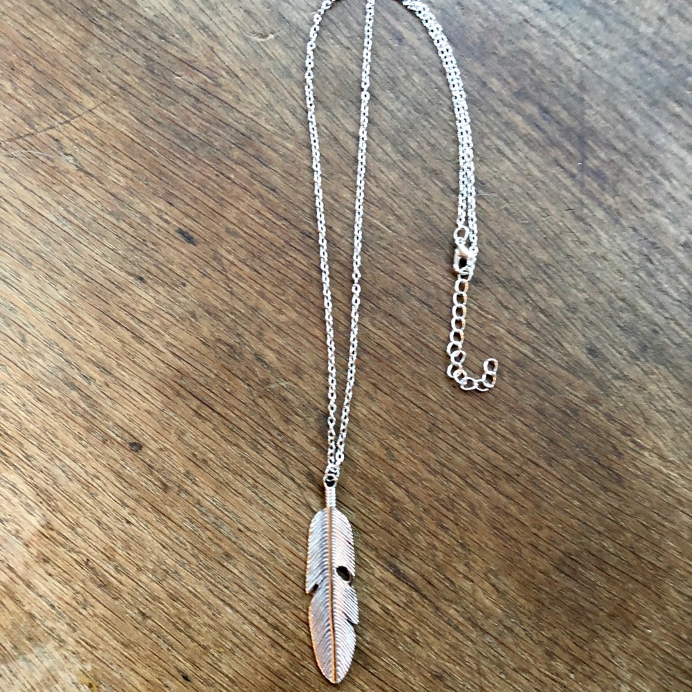 LAST ONE Silver feather statement necklace NWT - Picture 3 of 4